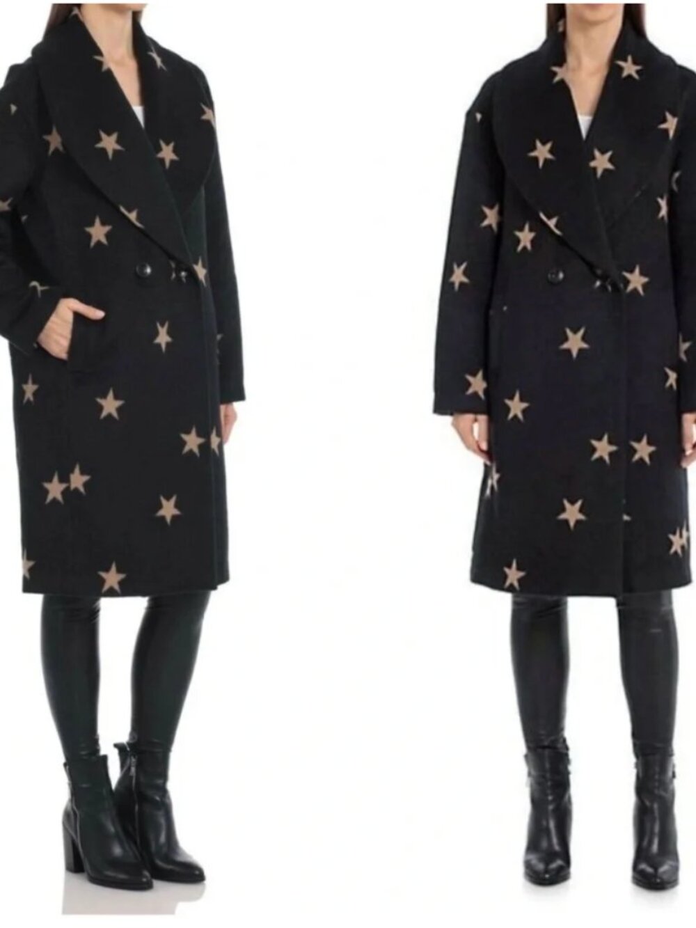 NEW with TAGS Anthropologie Avec Les Filles Black Tan Star Cocoon Coat